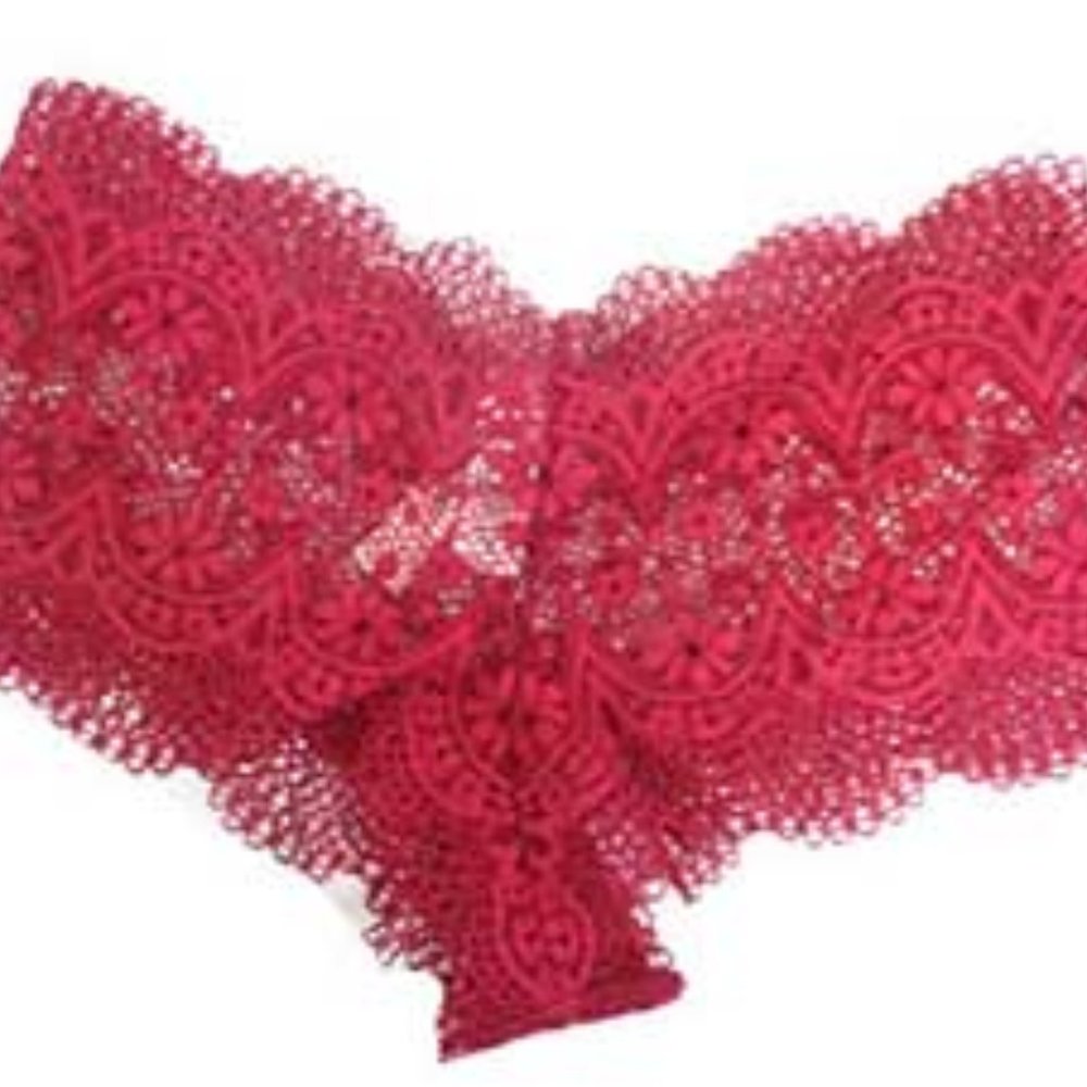 Body by Victoria Burgundy Crochet Floral Shortie